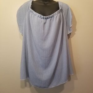 💎 Rue 21 Blue Striped Off the Shoulder Tie Top
